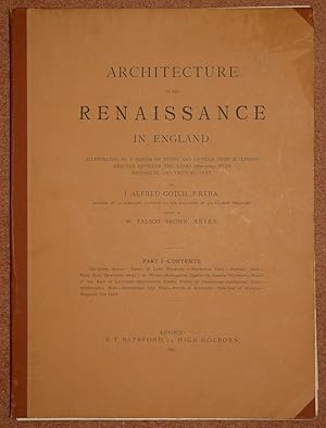 Bild des Verkufers fr Architecture of the Renaissance in England. Illustrated By a Series of Views and Details from Buildings Erected Between the Years 1860-1630. With Historical and Critical Text. Volumes I-VI Complete zum Verkauf von R.W. Forder