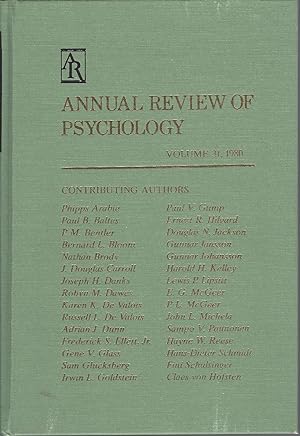 Annual Review Of Psychology, Volume 31, 1980