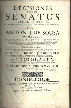 DECISIONES / SUPREMI / SENATUS / JUSTITIAE LUSITANIAE, / et Supremi Concilij Fisci, Ac Patrimonij...