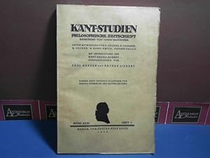 Bild des Verkufers fr Kant-Studien. Philosophische Zeitschrift Band XXXI, Heft 1, 1926. zum Verkauf von Antiquariat Deinbacher