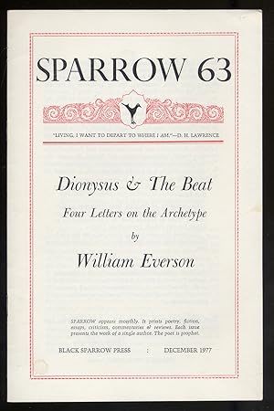 Immagine del venditore per Dionysus & The Beat, Four Letters on the Archetype: Sparrow 63 venduto da Between the Covers-Rare Books, Inc. ABAA