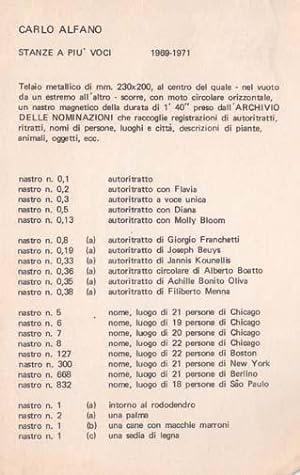 Stanze A Piu` Voci 1969-1971. Einladung/invitation.