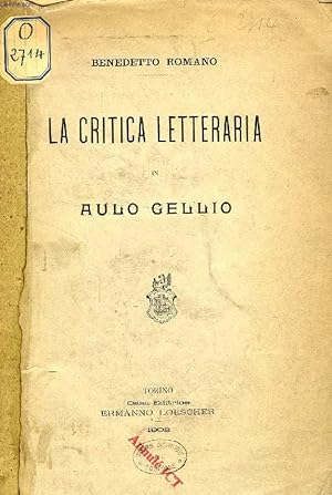 Seller image for LA CRITICA LETTERARIA IN AULO GELLIO for sale by Le-Livre