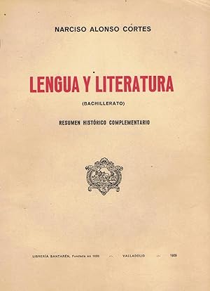 Imagen del vendedor de LENGUA Y LITERATURA. Resumen histrico complementario (bachiller). a la venta por Librera Torren de Rueda