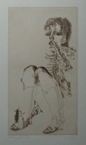 Punk-Lady. Original-Kupferstich von Tony Torrilhon, 1981.