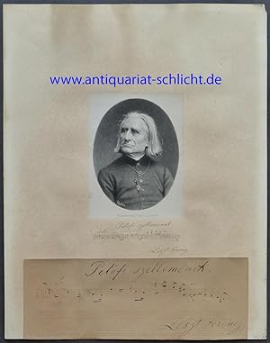 Immagine del venditore per Eigenhndiges Notenzitat mit Unterschrift "Liszt Ferencz". Ohne Ort und Jahr (nach 1877). venduto da Antiquariat Rainer Schlicht