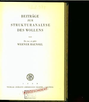 Imagen del vendedor de BEITRAGE ZUR STRUKTURANALYSE DES WOLLENS. a la venta por Antiquariat Bookfarm