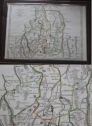Grenzkolorierte Kupferstichkarte "Environs De Mindelheim"ca la maison de Bavierre datiert 1758