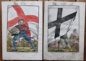 Cöln (Köln) und verso Trier. Alt-Koloriertee Holzschnitte aus Jacob Köbel, Wappen des Heyligen Rö...