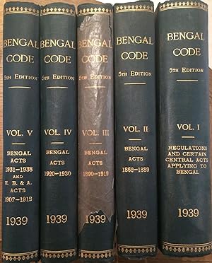 Bengal Code 1939. 5 Volume set.
