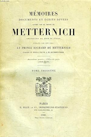Bild des Verkufers fr MEMOIRES, DOCUMENTS ET ECRITS DIVERS, TOME III zum Verkauf von Le-Livre