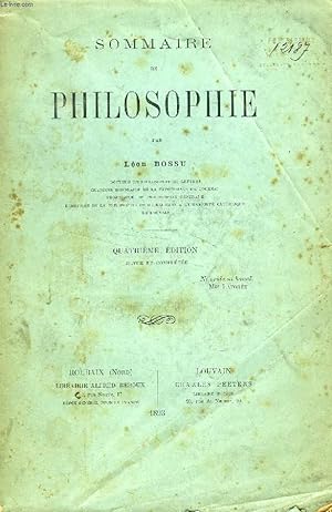 Seller image for SOMMAIRE DE PHILOSOPHIE for sale by Le-Livre