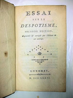 Image du vendeur pour Essai sur les Despotisme. Second edition mis en vente par Far Eastern Booksellers / Kyokuto Shoten
