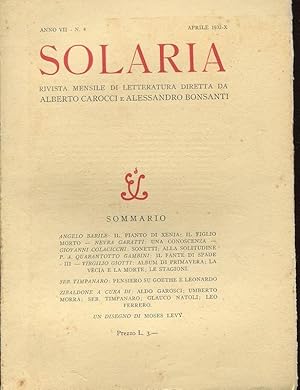 DUE POESIE LUNGHE (SONETTI - ALLA SOLITUDINE) Sul numero 4 aprile 1932 - pagine 12-20 -. della ri...