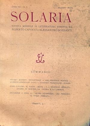 SUNNIO, poesia (sul numero 5 maggio 1932 - pagina 7 - della rivista SOLARIA9, Firenze, Edizioni d...