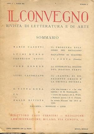SALVATORE DI GIACOMO, biografia con aneddoti sul numero 3 (Pagine 96-111) marzo 1921 della rivist...