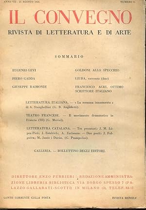 GOLDONI ALLO SPECCHIO, saggio sul numero 8 (pagine 621-633) del 25 agosto 1925 della rivista IL C...