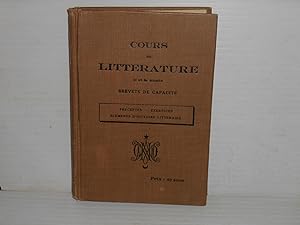 Seller image for Cours de LITTERATURE 7 ieme et 8 ieme annee brevets de capacite. Preceptes, exercises elements d'histoire litteraire for sale by La Bouquinerie  Dd