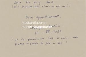 Immagine del venditore per Eigenhndiges Schriftstck mit Unterschrift. venduto da Musikantiquariat Marion Neugebauer