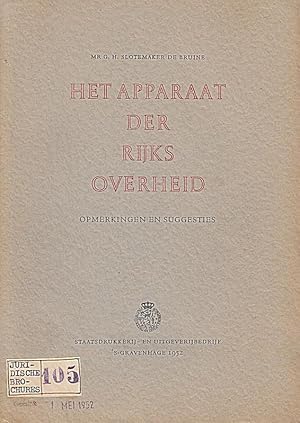 Imagen del vendedor de Het apparaat der Rijksoverheid. Opmerkingen en suggesties. a la venta por Librarium of The Hague