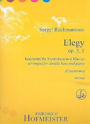 Bild des Verkufers fr Elegy op. 3, 1, fr Kontrabass + Klavier : Spielbar in Solo- und Orchesterstimmung. Schwierigkeitsgrad 4 zum Verkauf von AHA-BUCH GmbH