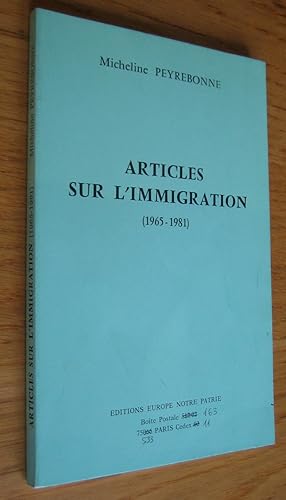 Articles sur l'immigration (1965-1981)