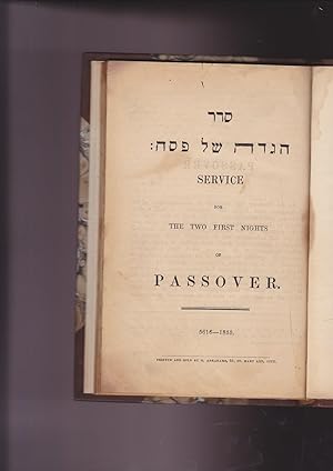 Bild des Verkufers fr Seder Haggadah Shel Pesach: Service for the Two First Nights of Passover zum Verkauf von Meir Turner