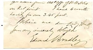 Imagen del vendedor de [Cuthbert Bede] Autograph Signature ('Edward Bradley') on portion of letter to Lady Huntly. a la venta por Richard M. Ford Ltd