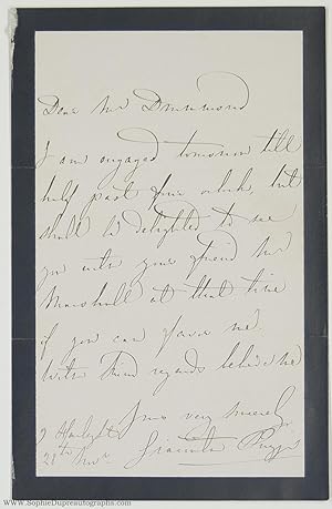 Autograph Letter Signed to Mr Drummond, in English, (Giacinta, 1807-1889, Italian Soprano)