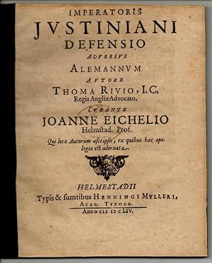 Seller image for Imperatoris Justiniani defensio adversus Alemannum. for sale by Wissenschaftliches Antiquariat Kln Dr. Sebastian Peters UG