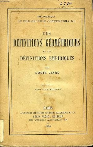 Seller image for DES DEFINITIONS GEOMETRIQUES ET DES DEFINITIONS EMPIRIQUES for sale by Le-Livre