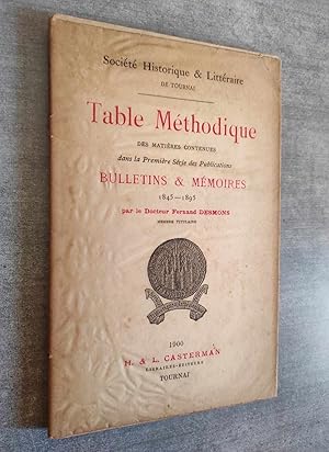 Imagen del vendedor de Table Mthodique des matires contenues dans la Premire Srie des Publications Bulletins & Mmoires 1845-1895. a la venta por Librairie Pique-Puces