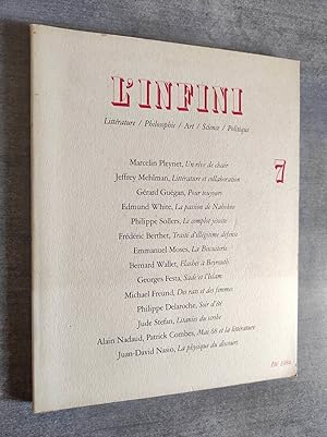 Seller image for Revue L'INFINI, N 7 - Septembre 1984 (J. Kristeva, P. Guyotat, A. Nadaud, M. Pleynet, P. Bourgeade, etc). for sale by Librairie Pique-Puces