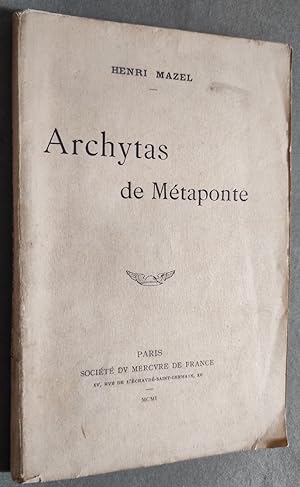 Seller image for Archytas de Metaponte. Drame en 3 actes. for sale by Librairie Pique-Puces