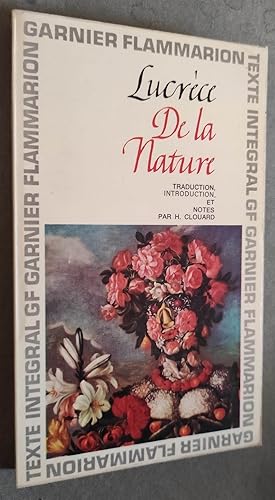 Image du vendeur pour DE LA NATURE. Traduction, introduction et notes par H. Clouard. mis en vente par Librairie Pique-Puces