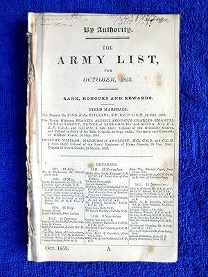 By Authority. War Office. The Army List for October 1853