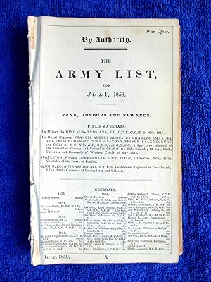 By Authority. War Office. The Army List for July 1859.