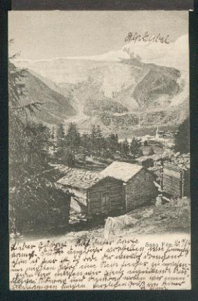 Blick in das Dorf mit dem Gletscher. 0, s/w, I, 1904.