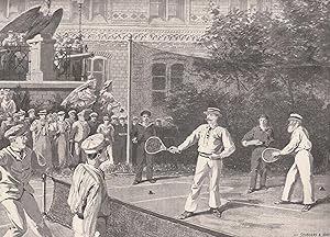 Kaiser Wilhelm beim Lawntennis in Kiel. Er spielt Doppel auf dem Tennisplatz hinter dem Akademieg...