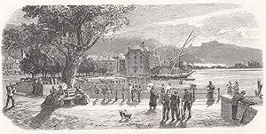 Seller image for Der Landungsplatz in Vevey. Ansicht mit zahlreichen Touristen. for sale by Antiquariat Hild
