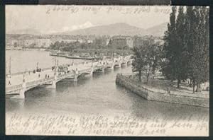 Seller image for Ansicht mit dem Mont Blanc, im Vordergrund die Brcke. 0, s/w, I, 1904. for sale by Antiquariat Hild
