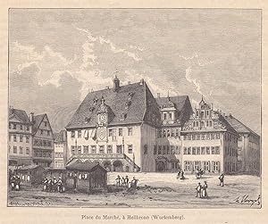 Bild des Verkufers fr Der Marktplatz. Schne Ansicht mit dem Rathaus. zum Verkauf von Antiquariat Hild