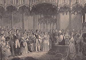 Bild des Verkufers fr Die Vermhlung der Knigin mit Prinz Albert im Jahr 1840. Ansicht whrend der Trauung. zum Verkauf von Antiquariat Hild