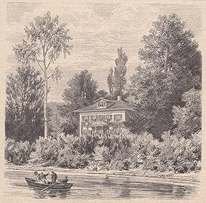 Bild des Verkufers fr deutscher Schriftsteller. Hacknders Haidehaus am Starnberger See. Ansicht vom See aus zum Verkauf von Antiquariat Hild