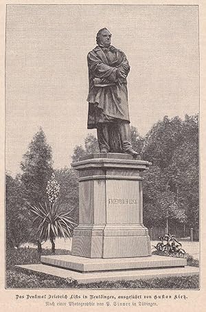 Bild des Verkufers fr Das Friedrich List-Denkmal. Ansicht. zum Verkauf von Antiquariat Hild