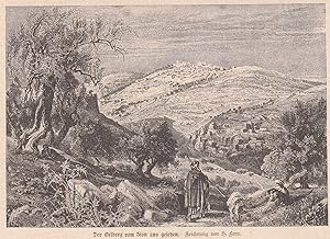 Der Oelberg vom Zion aus gesehen. Ansicht mit einem Schäfer im Vordergrund.