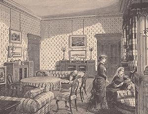 Bild des Verkufers fr Salon der Knigin auf Schlo Balmoral. Ansicht mit der Knigin und Prinzessin Beatrice. zum Verkauf von Antiquariat Hild