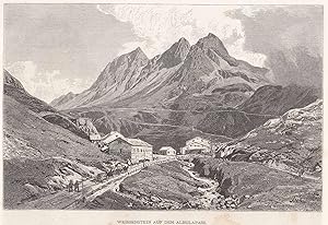 Imagen del vendedor de Weissenstein auf dem Albulapass. Ansicht mit Pferdewagen auf der Strae. a la venta por Antiquariat Hild