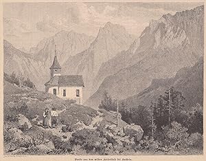Partie aus dem wilden Kaisertal bei Kufstein. Idyllische Ansicht mit einer kleinen Kapelle.