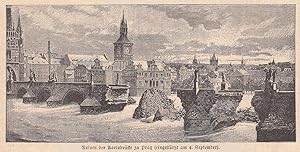 Ansicht der Ruinen der Karlsbrücke (eingestürzt am 4. September 1891).
